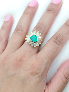 Starburst Fine Emerald & Baguette Diamond Ring