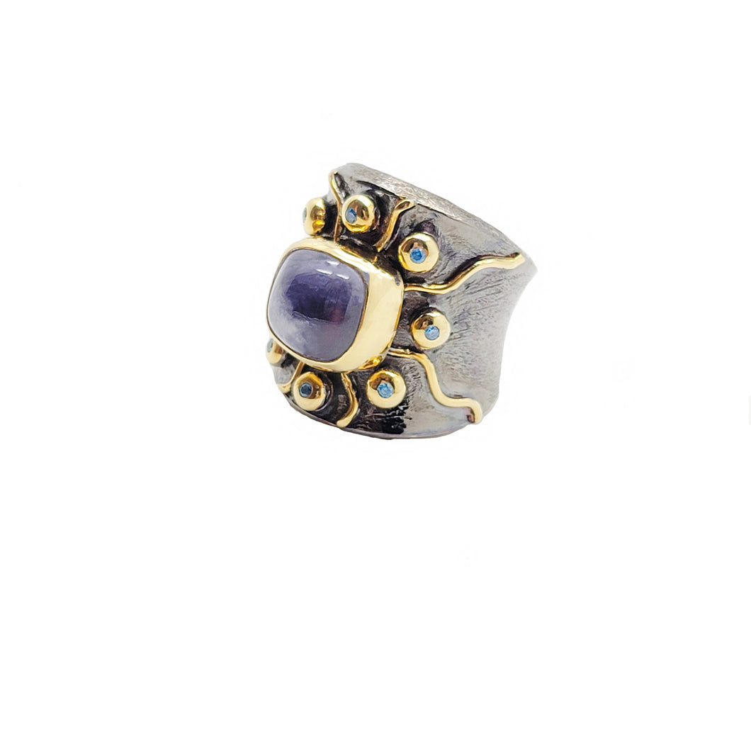 K A D I R  Iolite & Blue Zircon Ring