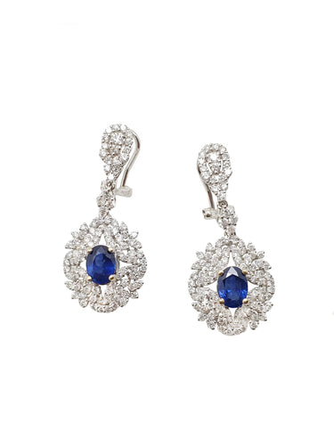 Megan Diamond & Blue Sapphire Earrings