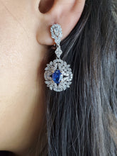 Load image into Gallery viewer, Megan Diamond &amp; Blue Sapphire Earrings