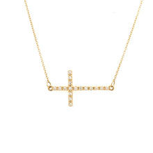 Load image into Gallery viewer, Valencia  Diamond Sideways Cross Necklace