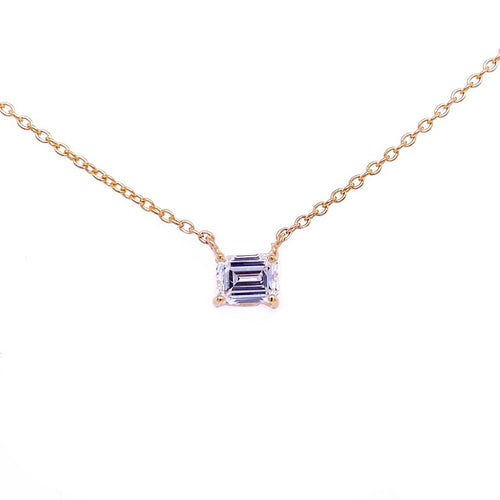 Berlin Solitaire Emerald Cut Diamond Necklace