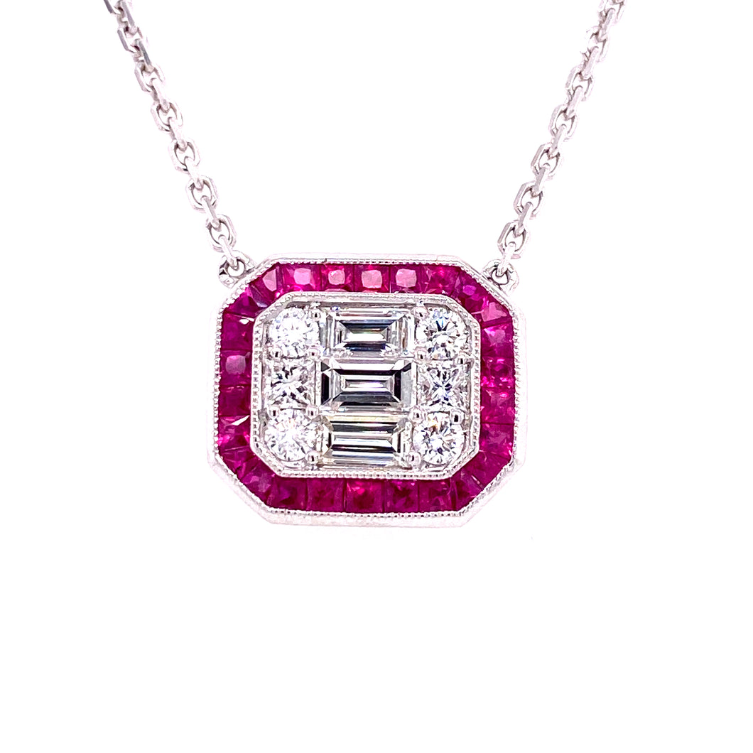 Fascinating Illusion Diamond & Ruby Pendant