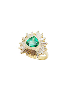 Starburst Fine Emerald & Baguette Diamond Ring