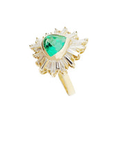 Load image into Gallery viewer, Starburst Fine Emerald &amp; Baguette Diamond Ring