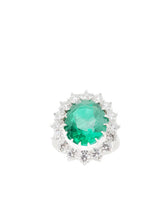 Load image into Gallery viewer, Danica Emerald Oval &amp; Diamond Ring