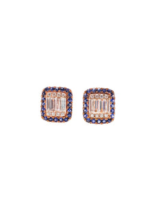 Noble Illusion Diamond & Blue Sapphire Studs