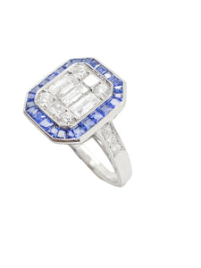 Maya Illusion Diamond & Blue Sapphire Ring