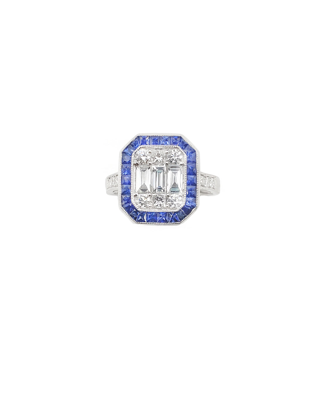 Maya Illusion Diamond & Blue Sapphire Ring