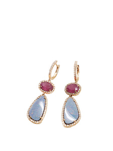 Amaya Ruby , Opal & Diamond Earrings