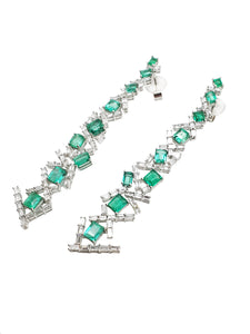 Arpina Diamond & Emerald Chandelier Earrings