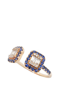 Dynasty Illusion Diamond & Blue Sapphire Open Ring