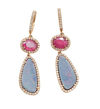 Load image into Gallery viewer, Amaya Ruby , Opal &amp; Diamond Earrings