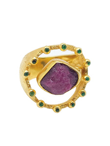 A S U M A N  Ruby & Tsavorite Cocktail Ring