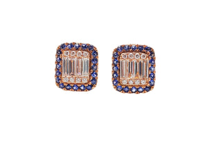 Noble Illusion Diamond & Blue Sapphire Studs