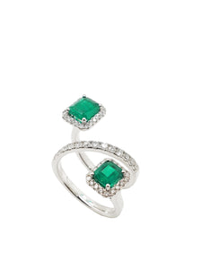 Cupid  Emerald & Diamond Flame Ring