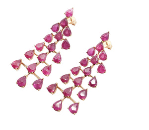 Siva Pear Shape Ruby Layered Earrings