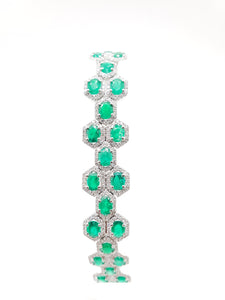 Adore Emerald Oval & Diamond Hexagon Bracelet