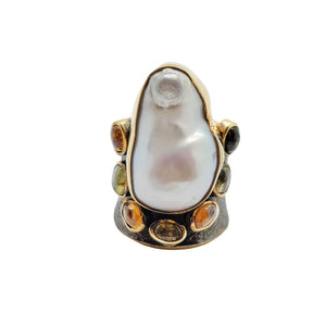 I L K A Y  Pearl & Tourmaline Ring