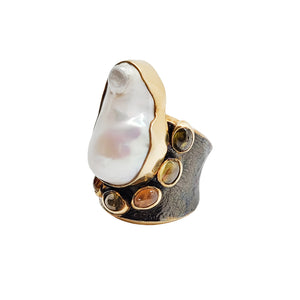 I L K A Y  Pearl & Tourmaline Ring