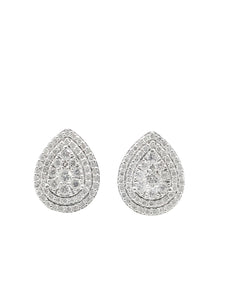 Knoxville Pave Diamond Pearshape Stud