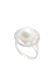 Bora Bora Pearl & Diamond Baguette Ring