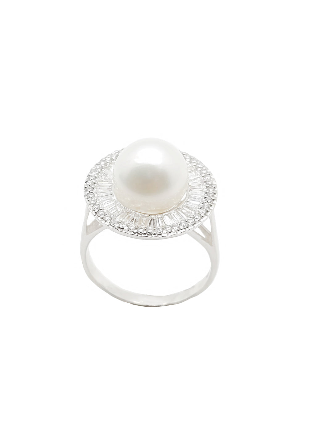 Bora Bora Pearl & Diamond Baguette Ring